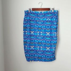 Lularoe Blue and Aqua Pencil Skirt